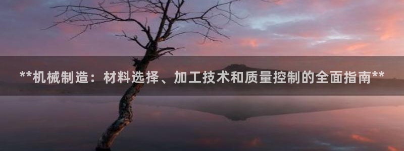 彩神iv能赚钱吗：**机械制造：材料选择、加工技术和质量控制
