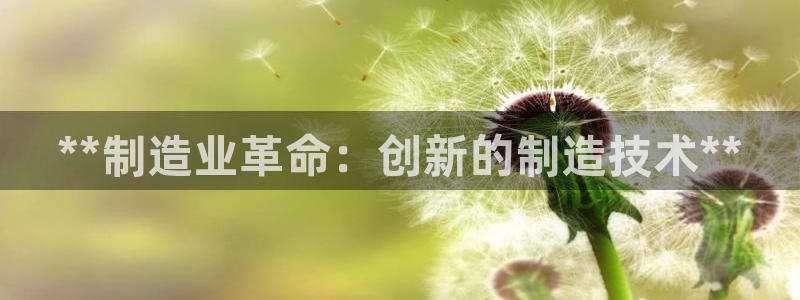 彩神8最新版下载：**制造业革命：创新的制造技术**